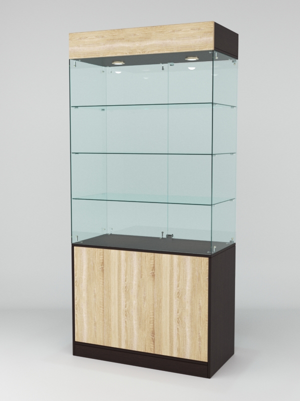 Витрина ЮВЕЛИР №2 правосторонняя, Дуб Венге-Дуб Сонома