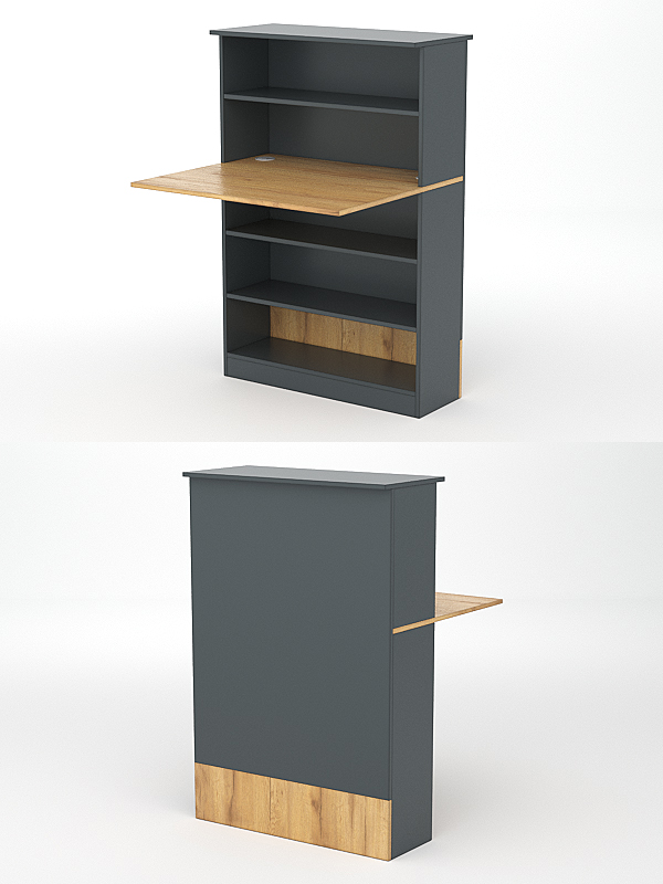 Модуль с царгой и столешницей СТАЙЛ №1А, Темно-серый и Дуб Золотистый