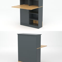 Модуль с царгой и столешницей СТАЙЛ №1Б, Темно-серый и Дуб Золотистый