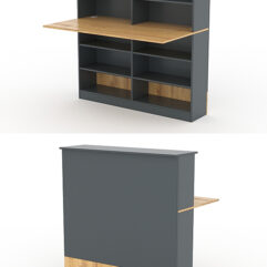 Модуль с царгой и столешницей СТАЙЛ №3А, Темно-серый и Дуб Золотистый