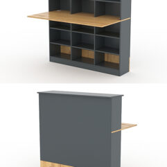 Модуль с царгой и столешницей СТАЙЛ №3Б, Темно-серый и Дуб Золотистый