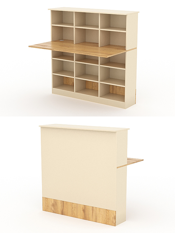 Модуль с царгой и столешницей СТАЙЛ №3Б, Крем Вайс и Дуб Золотистый