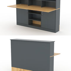 Модуль с царгой и столешницей СТАЙЛ №5Б, Темно-серый и Дуб Золотистый