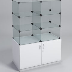 Прилавок КУБ №1 (без стеклянных дверок, передняя стенка - стекло), Белый