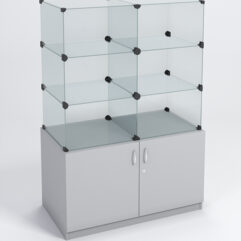 Прилавок КУБ №1 (без стеклянных дверок, передняя стенка - стекло), Серый