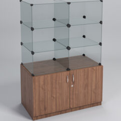 Прилавок КУБ №1 (без стеклянных дверок, передняя стенка - стекло), Орех