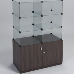 Прилавок КУБ №1 (без стеклянных дверок, передняя стенка - стекло), Дуб Венге