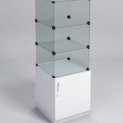 Прилавок КУБ №2 (без стеклянных дверок, передняя стенка - стекло), Белый