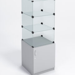Прилавок КУБ №2 (без стеклянных дверок, передняя стенка - стекло), Серый