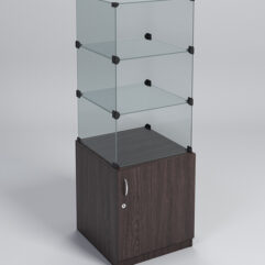 Прилавок КУБ №2 (без стеклянных дверок, передняя стенка - стекло), Дуб Венге