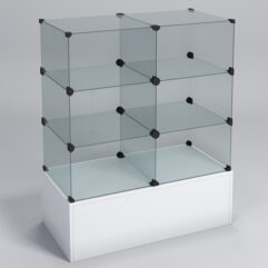 Прилавок КУБ №3 (без стеклянных дверок, передняя стенка - стекло), Белый