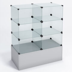 Прилавок КУБ №3 (без стеклянных дверок, передняя стенка - стекло), Серый