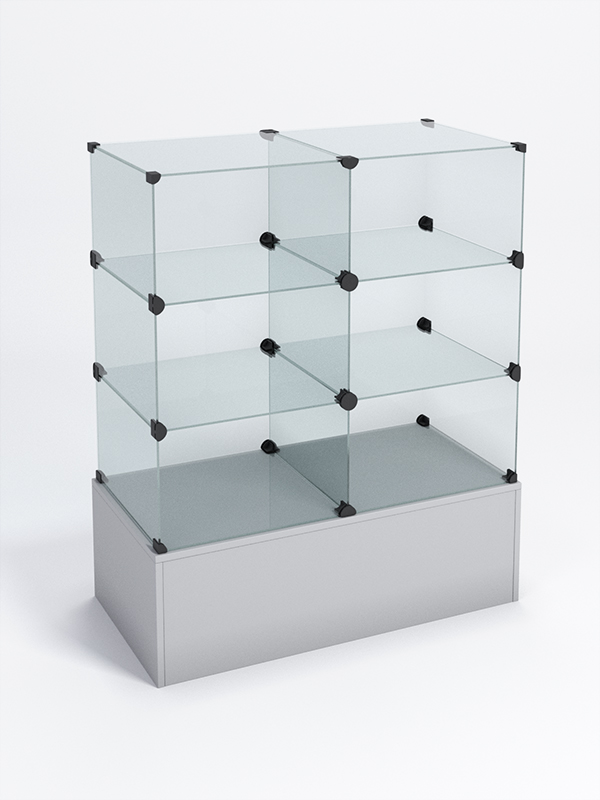 Прилавок КУБ №3 (без стеклянных дверок, передняя стенка - стекло), Серый