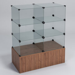 Прилавок КУБ №3 (без стеклянных дверок, передняя стенка - стекло), Орех