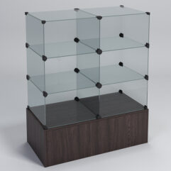 Прилавок КУБ №3 (без стеклянных дверок, передняя стенка - стекло), Дуб Венге