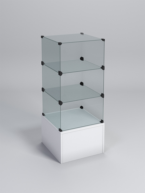 Прилавок КУБ №4 (без стеклянных дверок, передняя стенка - стекло), Белый