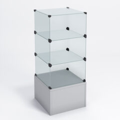 Прилавок КУБ №4 (без стеклянных дверок, передняя стенка - стекло), Серый