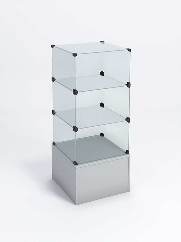 Прилавок КУБ №4 (без стеклянных дверок, передняя стенка - стекло), Серый