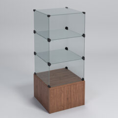 Прилавок КУБ №4 (без стеклянных дверок, передняя стенка - стекло), Орех