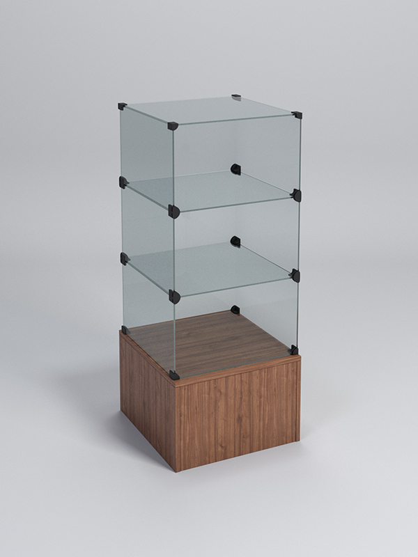 Прилавок КУБ №4 (без стеклянных дверок, передняя стенка - стекло), Орех