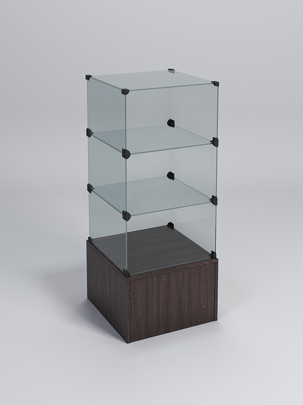 Прилавок КУБ №4 (без стеклянных дверок, передняя стенка - стекло), Дуб Венге