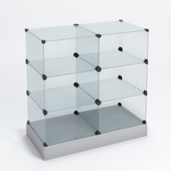 Прилавок КУБ №5 (без стеклянных дверок, передняя стенка - стекло), Серый