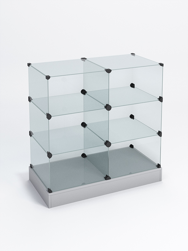 Прилавок КУБ №5 (без стеклянных дверок, передняя стенка - стекло), Серый