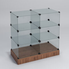 Прилавок КУБ №5 (без стеклянных дверок, передняя стенка - стекло), Орех