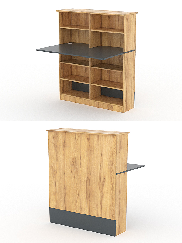 Модуль с царгой и столешницей СТАЙЛ №2В, Дуб Золотистый и Темно-Серый