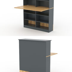 Модуль с царгой и столешницей СТАЙЛ №2В, Темно-серый и Дуб Золотистый