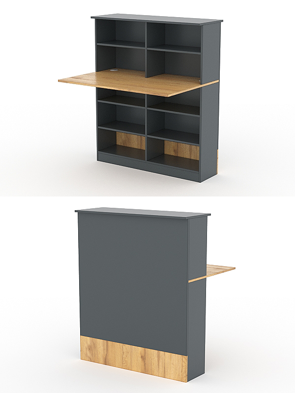 Модуль с царгой и столешницей СТАЙЛ №2В, Темно-серый и Дуб Золотистый