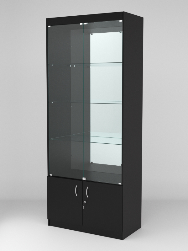 Витрина для бутылок АФРОДИТА №1-6 (закрытая, задняя стенка - зеркало), Черный