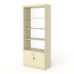 Стеллаж АФРОДИТА №1-2 (задняя стенка - стекло), Крем Вайс