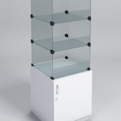 Прилавок КУБ №2-КО (без стеклянных дверок, передняя стенка - стекло), Белый