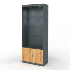 Стеллаж АФРОДИТА №1-4 (задняя стенка - ДВП), Темно-серый и Дуб Золотистый