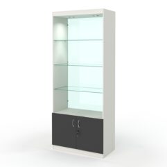 Стеллаж АФРОДИТА №1-5 (задняя стенка - стекло), Белый и Черный