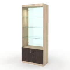 Стеллаж АФРОДИТА №1-5 (задняя стенка - стекло), Дуб Сонома + Дуб Венге