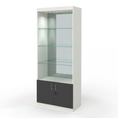 Стеллаж АФРОДИТА №1-6 (задняя стенка - зеркало), Белый и Черный