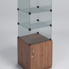 Прилавок КУБ №2-КО (без стеклянных дверок, передняя стенка - стекло), Орех