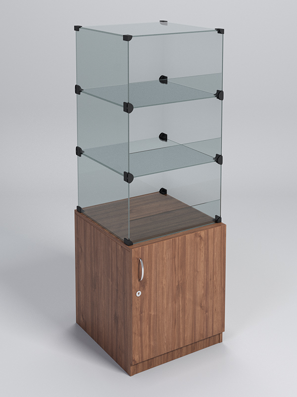 Прилавок КУБ №2-КО (без стеклянных дверок, передняя стенка - стекло), Орех