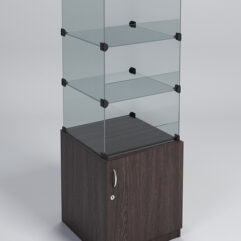 Прилавок КУБ №2-КО (без стеклянных дверок, передняя стенка - стекло), Дуб Венге