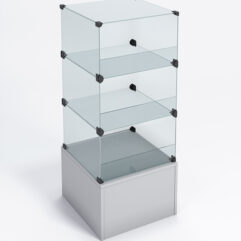 Прилавок КУБ №4-КО (без стеклянных дверок, передняя стенка - стекло), Серый