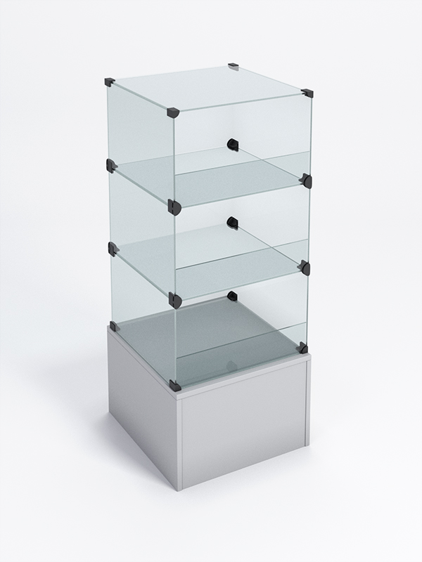 Прилавок КУБ №4-КО (без стеклянных дверок, передняя стенка - стекло), Серый