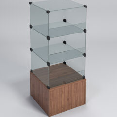 Прилавок КУБ №4-КО (без стеклянных дверок, передняя стенка - стекло), Орех