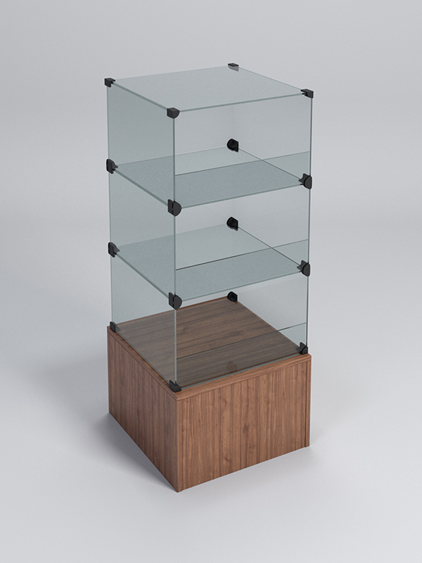 Прилавок КУБ №4-КО (без стеклянных дверок, передняя стенка - стекло), Орех