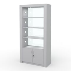 Стеллаж АФРОДИТА №3-2 (задняя стенка - стекло), Серый