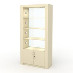 Стеллаж АФРОДИТА №3-2 (задняя стенка - стекло), Крем Вайс