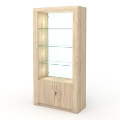 Стеллаж АФРОДИТА №3-5 (задняя стенка - стекло), Дуб Сонома