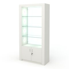 Стеллаж АФРОДИТА №3-5 (задняя стенка - стекло), Белый