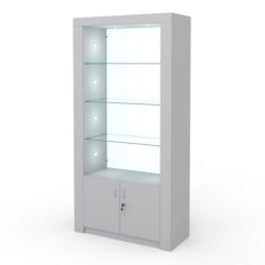 Стеллаж АФРОДИТА №3-5 (задняя стенка - стекло), Серый